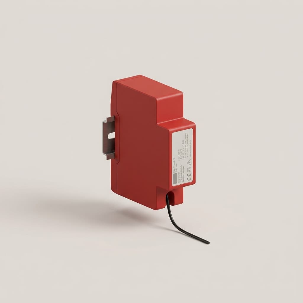 Blusbox module, matrood, met DIN-railclip en detectiekoord